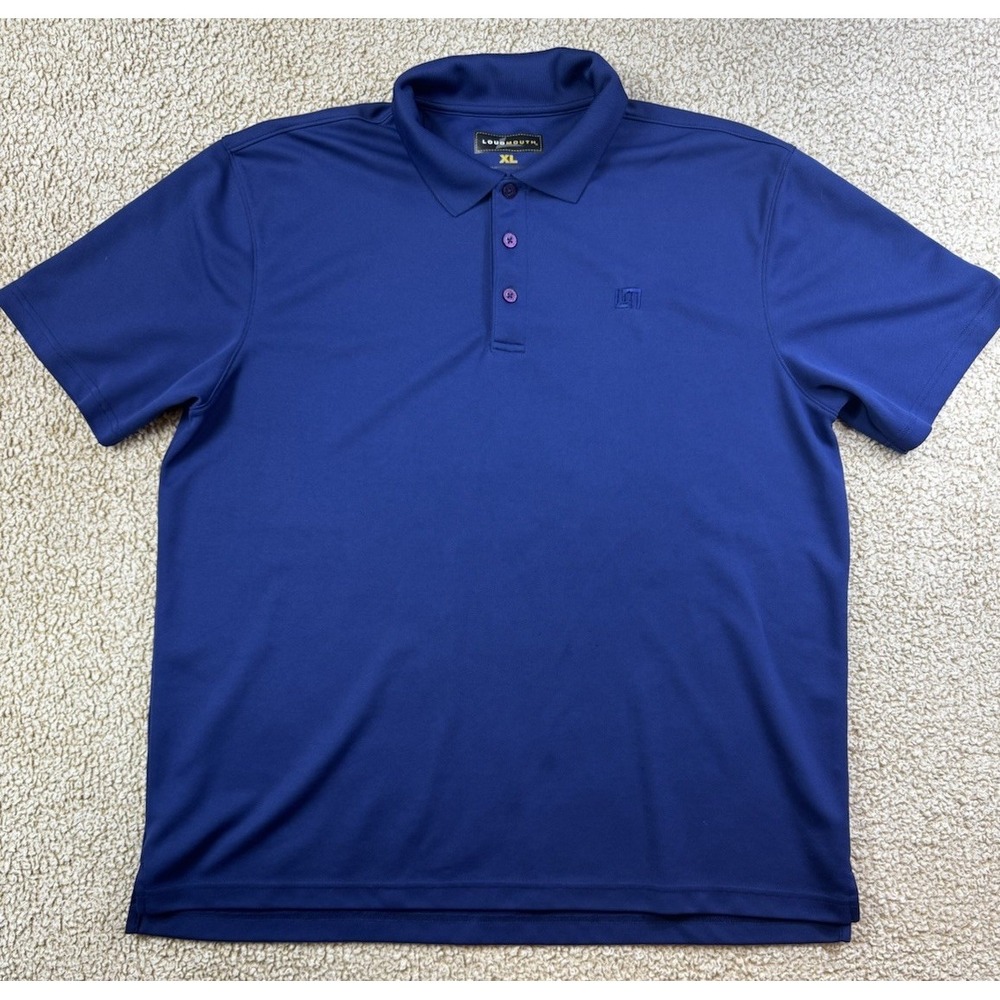 Loudmouth Polo Shirt Mens XL Blue Performance Golf Logo Casual Short Sleeve